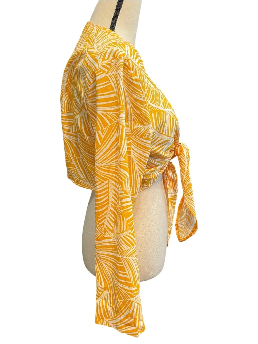 NWT Shade & Shore 2 Piece Bright Yellow Palm Leaf‎ Breezy Beach Swim Cover Up L